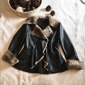 Faux Leather & Fur Lined Jacket
